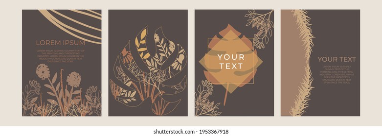 Vector set of linear boho florals and symbols - wedding design templates - abstract design elements for decoration in modern minimalist style for social media posts, stories, for artisan jewellery