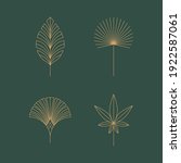 Vector set of linear boho icons and symbols - floral  design templates - abstract design elements for decoration in modern minimalist style