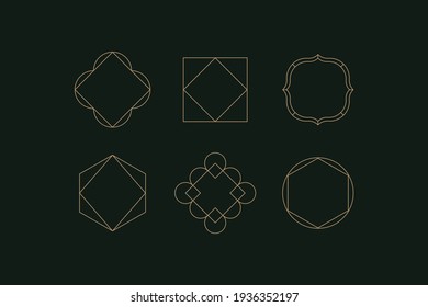 Vector set of linear boho icons and symbols -  logo design templates  and prints - abstract design elements for decoration in modern minimalist style