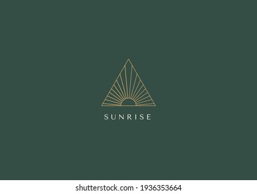 Vector set of linear boho icons and symbols - sun logo design templates - abstract design elements for decoration in modern minimalist style - Shutterstock ID 1936353664