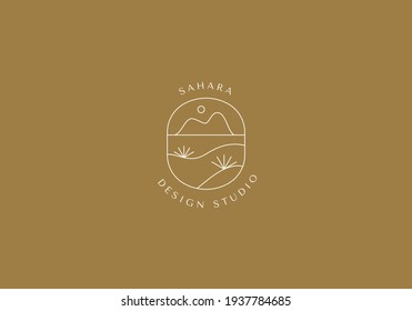 Vector set of linear boho icons and symbols - sun logo design templates - abstract design elements for decoration in modern minimalist style