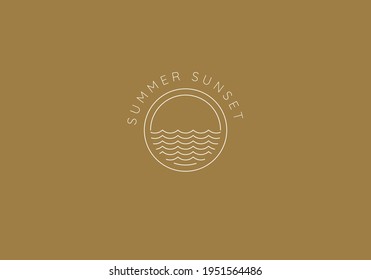 Vector set of linear boho icons and symbols - sun logo design templates - abstract design elements for decoration in modern minimalist style