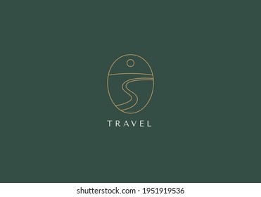 Vector set of linear boho icons and symbols - sun logo design templates - abstract design elements for decoration in modern minimalist style