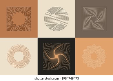 Vector set of linear boho icons and symbols - abstract logo design templates  and prints - design elements for decoration in modern minimalist style for social media posts, stories