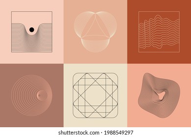 Vector set of linear boho icons and symbols - abstract logo design templates  and prints - design elements for decoration in modern minimalist style for social media posts, stories