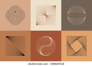 Vector set of linear boho icons and symbols - abstract logo design templates  and prints - design elements for decoration in modern minimalist style for social media posts, stories