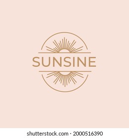Vector set of linear boho icons and symbols - sun logo design templates - abstract design elements for decoration in modern minimalist style for social media posts, stories, for artisan jewellery,