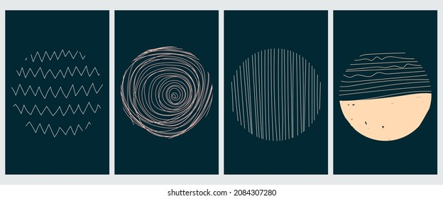 Vector set of linear boho icons and symbols - abstract design elements for decoration in modern minimalist style	