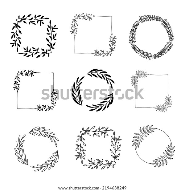 Vector Set Linear Borders Wreaths Frames Stock Vector (Royalty Free ...