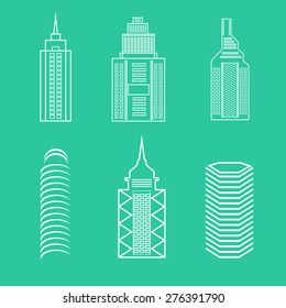 Vector set linear buildings , Vector Illustration