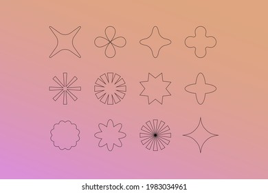 Vector set of linear design elements for logo templates in modern minimalist style with copy space for text and gradient backgrounds 