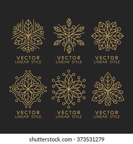 Vector Set Of Linear Design Elements, Logo Design Templates And Mono Line Badges For Packaging ,vector Illustration