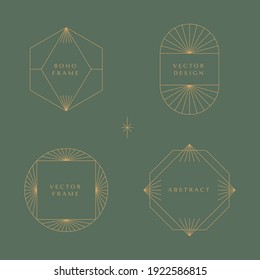 Vector set of linear frames and borders - abstract design elements for decoration or logo design templates in modern minimalist style with copy space for text