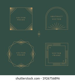 Vector set of linear frames and borders - abstract design elements for decoration or logo design templates in modern minimalist style with copy space for text