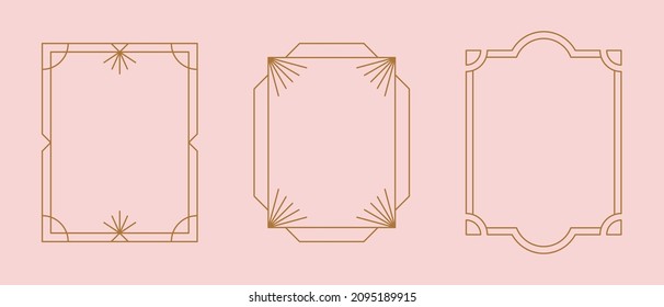 Vector set linear frames   borders    abstract design elements for decoration logo design templates in modern minimalist style and copy space for text