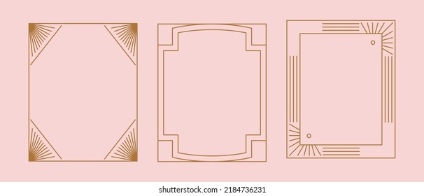 Vector set of linear frames and borders - abstract design elements for decoration or logo design templates in modern minimalist style with copy space for text