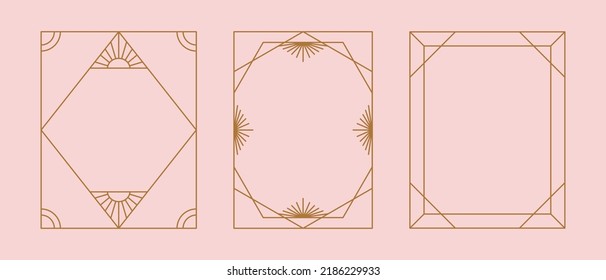 Vector set of linear frames and borders - abstract design elements for decoration or logo design templates in modern minimalist style with copy space for text