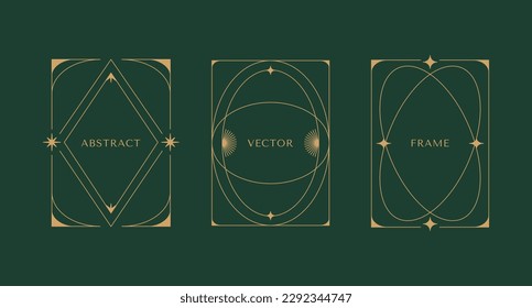 Conjunto de vectores de marcos lineales y bordes - elementos de diseño abstracto para plantillas de diseño de decoración o logotipo en un estilo minimalista moderno con espacio de copia para texto