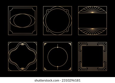 Vector set of linear frames and borders - square abstract design elements for decoration or logo design templates in modern minimalist style with copy space for text, social media posts, covers