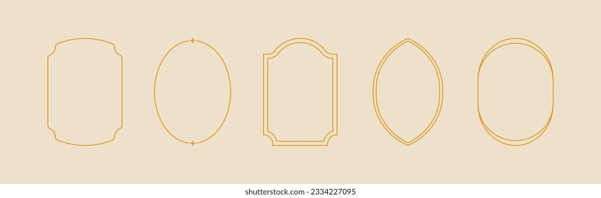 Vector set of linear frames and borders - abstract design elements for decoration or logo design templates in modern minimalist style with copy space for text