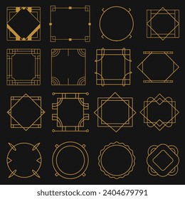 Vector set of linear frames and borders abstract design elements for decoration or logo design templates in modern minimalist style with copy space for text