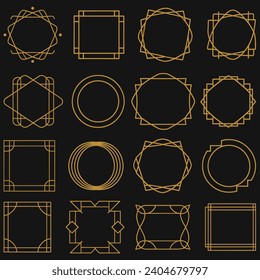 Vector set of linear frames and borders abstract design elements for decoration or logo design templates in modern minimalist style with copy space for text