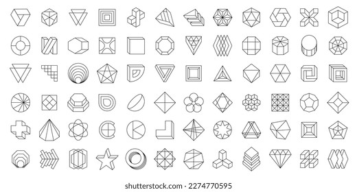 Vector set. Linear geometric shapes. Minimalist modern forms. Abstract logo symbols. Collection of
modern geometric icons.