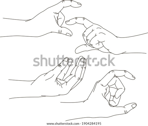 Vector Set Linear Hands Gestures Look Stock Vector (Royalty Free ...