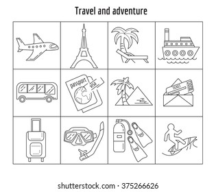 Vector set of linear icons 