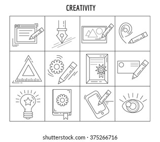 Vector set of linear icons 