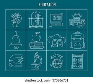 Vector set of linear icons