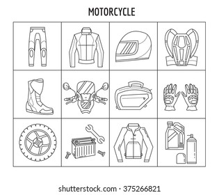 Vector set of linear icons 