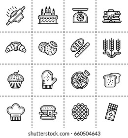 Vector set of linear icons, bakery and cooking. Modern outline icons for mobile application and web concepts