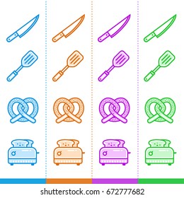 Vector set of linear icons, bakery, cooking. Suitable for website, mobile apps and print