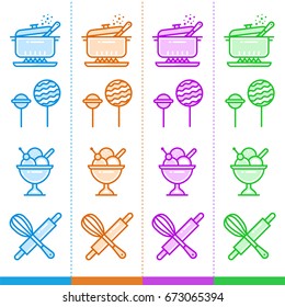 Vector set of linear icons, bakery, cooking. Suitable for website, mobile apps and print
