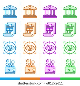 Vector set of linear icons, finance, banking. Suitable for website, mobile apps and print