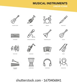 Vector set of linear icons - Musical instruments