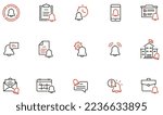 Vector Set of Linear Icons Related to Notification, Reminder and Bell. Mono Line Collection Icons and Infographics Design Elements
