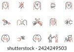 Vector Set of Linear Icons Related to Conflict and Disagreement, Competition and Confrontation. Mono line pictograms and infographics design elements