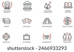 Vector Set of Linear Icons Related to Cultural Heritage and property. Mono line pictograms and infographics design elements