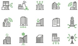 Vector Set Of Linear Icons Related To Technology For Intelligent Urbanism, Smart City And Urban Development. Mono Line Pictograms And Infographics Design Elements - Part 5