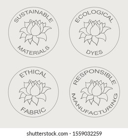 Vector Set Of Linear Icons Related To Sustainable Eco Friendly Fabric Manufacturing