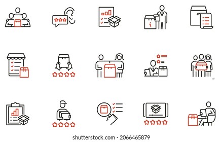 Vector set of linear icons related to Customer Review, Expert Opinion and User Report. Mono line pictograms and infographics design elements - Shutterstock ID 2066465879