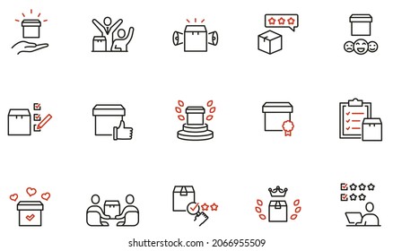 Vector set of linear icons related to Customer Review, Expert Opinion and User Report. Mono line pictograms and infographics design elements - part 2
