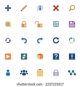 Vector set of linear icons related to functions with documents.