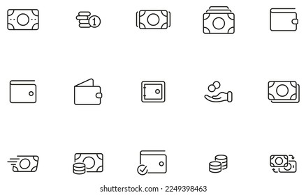 Vector Set of Linear Icons Related to Budget Balance and Finance Management. Mono Line Pictograms and Infographics Design Elements - part 1
