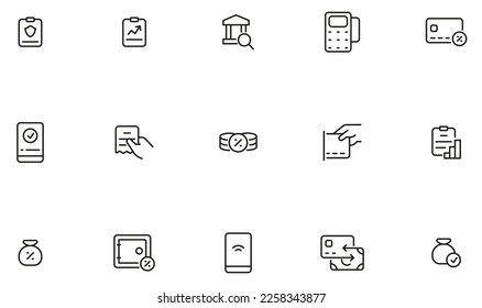 Vector Set of Linear Icons Related to Payment, Budget Balance and Finance Management. Mono Line Pictograms and Infographics Design Elements - part 7