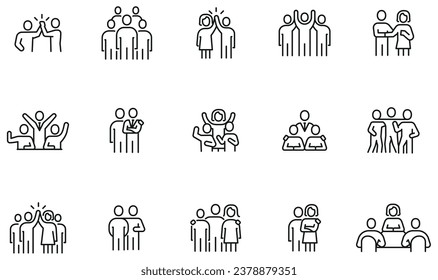 Vector Set of linear Icons Related to Harmony to Relationships, Interaction, Join Development and Equality. Mono Line Pictograms and Infographics Design Elements - part  4