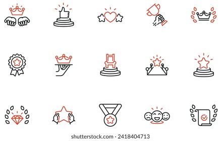 Vector Set of Linear Icons Related to best service, premium evaluation, feedback and review. Mono line pictograms and infographics design elements - part 2