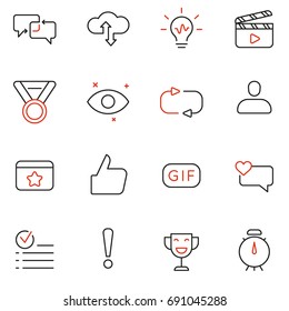 Vector Set Of Linear Icons Related to Feedback, Review and Customer Relationship Management. Mono Line Pictograms and Infographics Design Elements - part 2